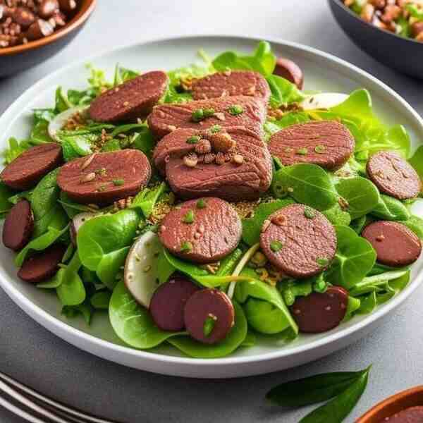 Салат с рисом и куриной печенью